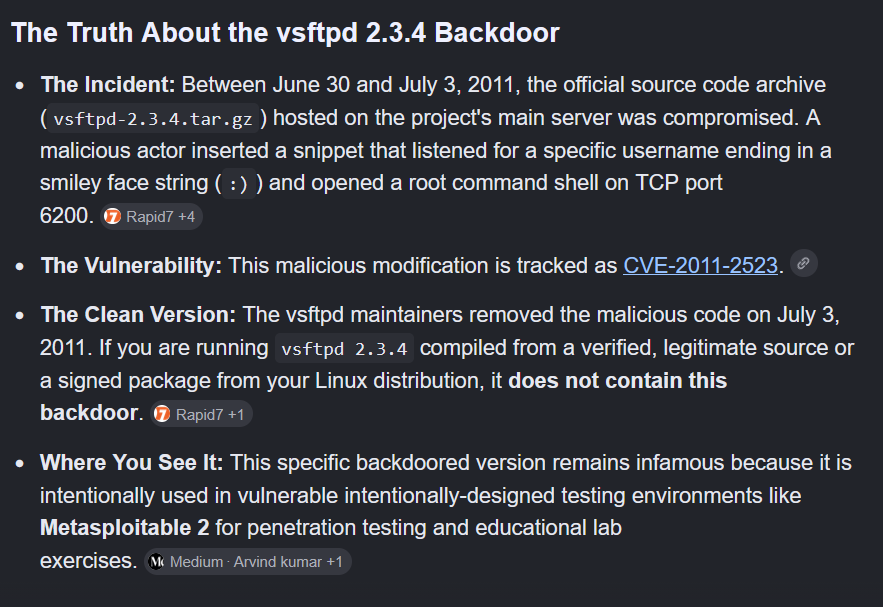 Explicación del backdoor de vsFTPd 2.3.4